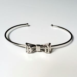 Ted Baker SILVER Geometric Bow Ultrafine Cuff Bangle